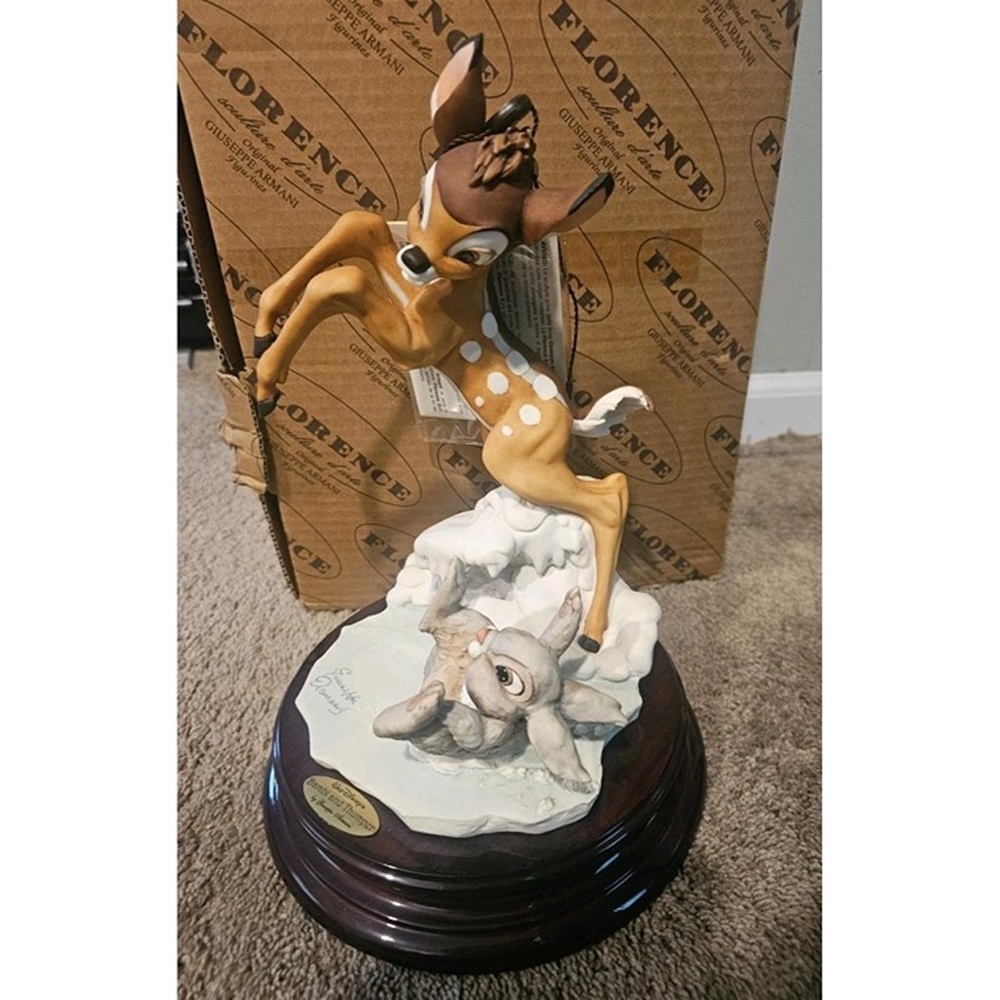 Disney Bambi & Thumper Porcelain Sculpture in Brown and White
